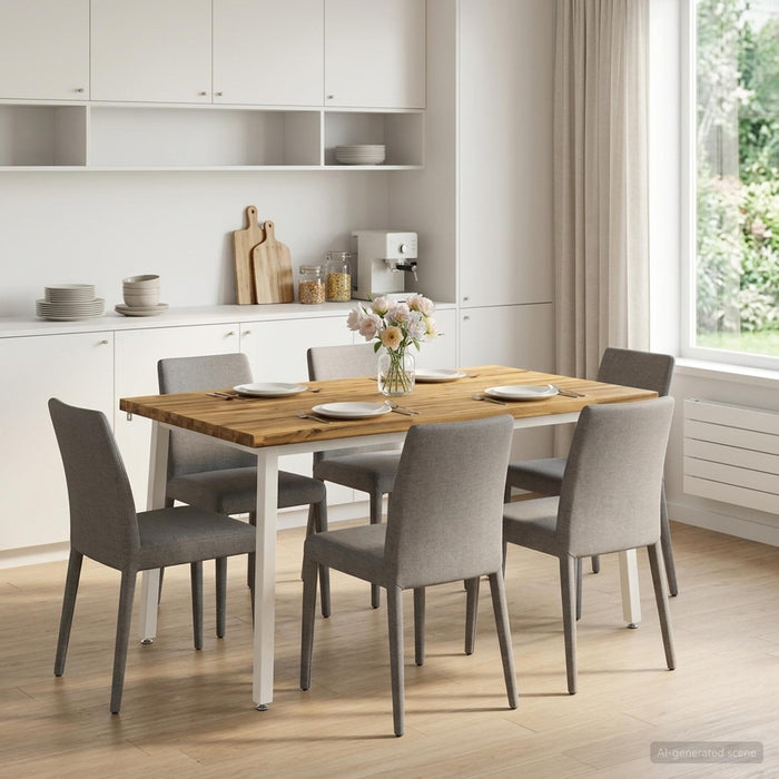 Masa de dining cu margine vie 140 x 90 x 75 cm Alb WALTI