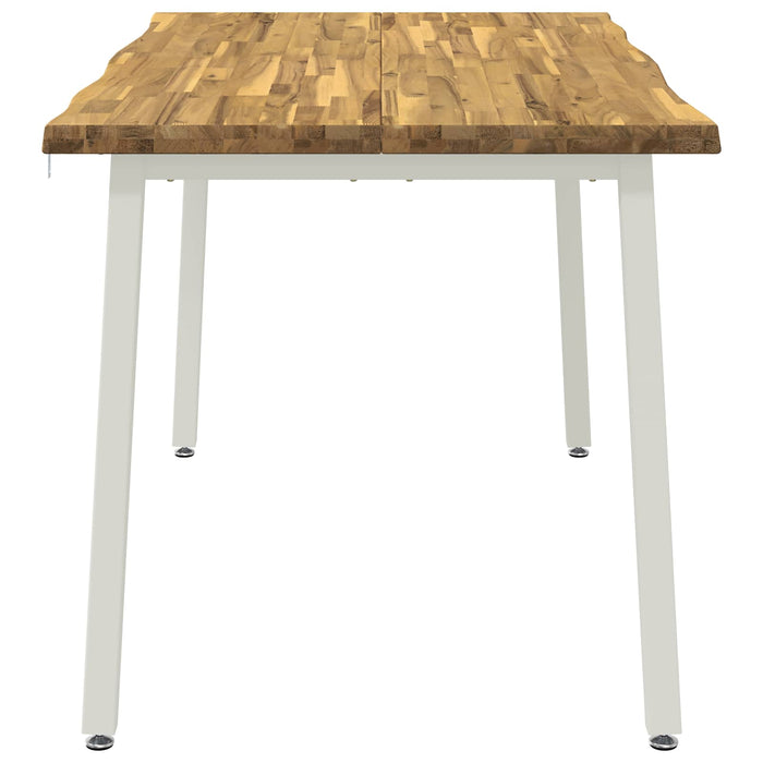 140 x 80 x 75 cm Lemn Solid de Acacia Alb Dreptunghiular WALTI