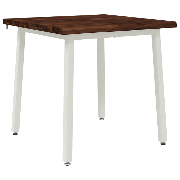 90 x 90 x 75 cm Lemn Solid de Acacia Maro închis și Alb Pătrat WALTI