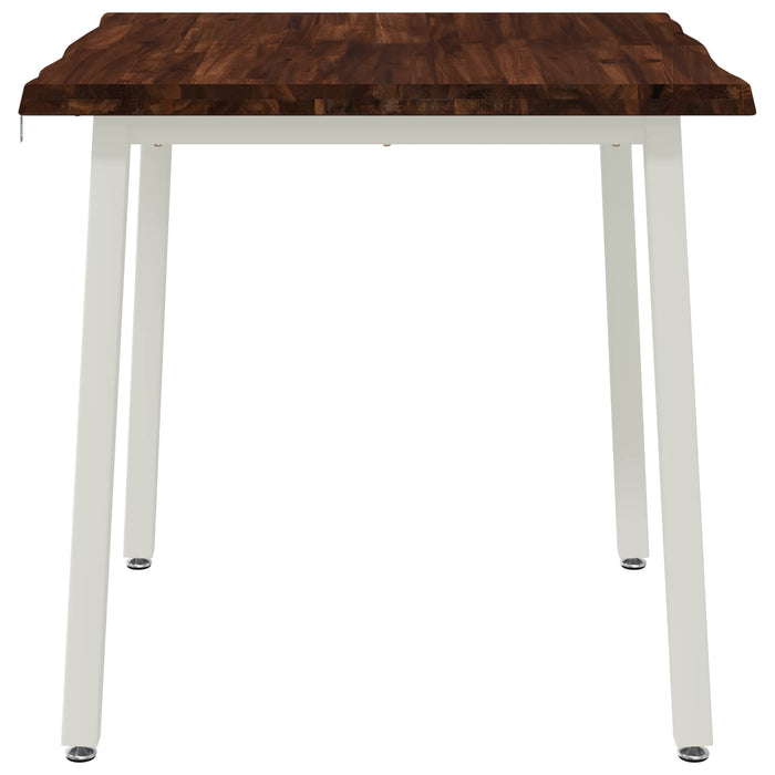 90 x 90 x 75 cm Lemn Solid de Acacia Maro închis și Alb Pătrat WALTI
