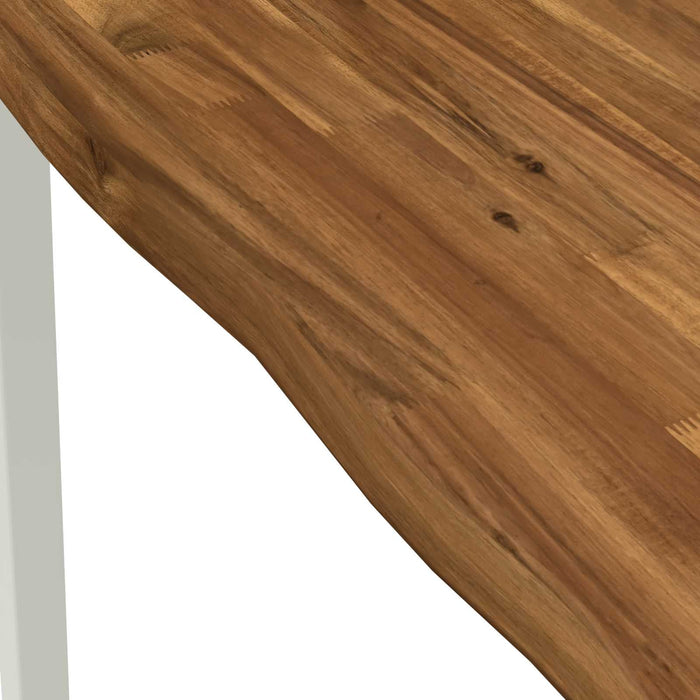 90 x 90 x 75 cm Lemn Solid de Acacia Natural și Alb Pătrat WALTI