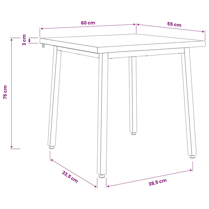 60 x 55 x 75 cm Lemn Solid de Acacia Maro închis și Alb WALTI
