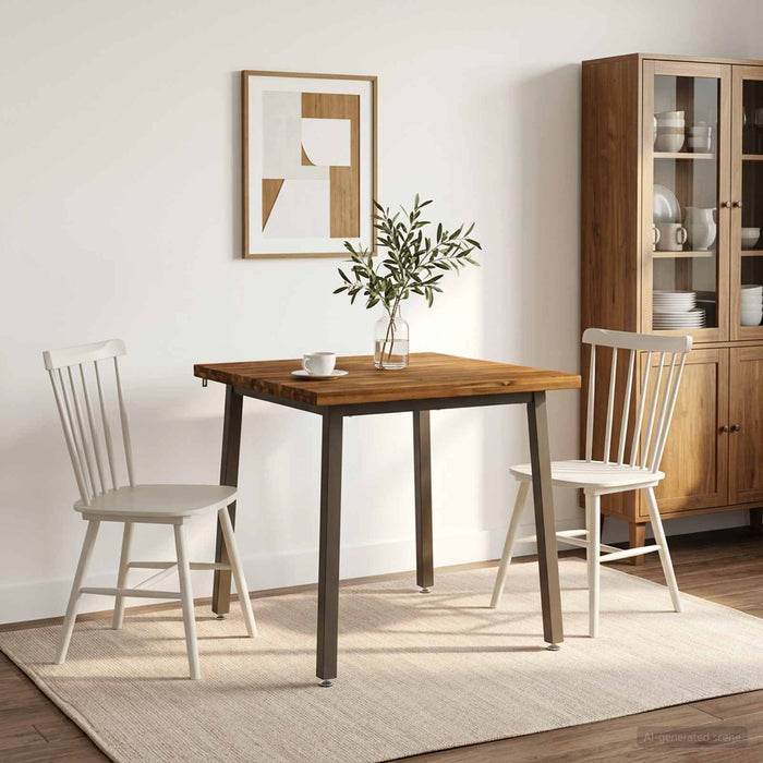 70 x 70 x 75 cm Lemn Solid de Acacia Natural și Cafea Pătrat WALTI