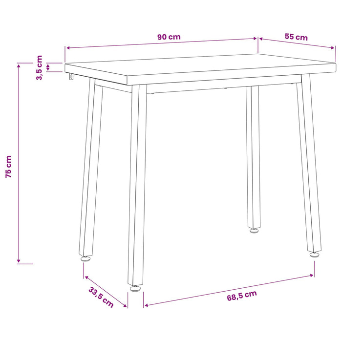 90 x 55 x 75 cm Lemn Solid de Acacia Maro închis și Alb WALTI