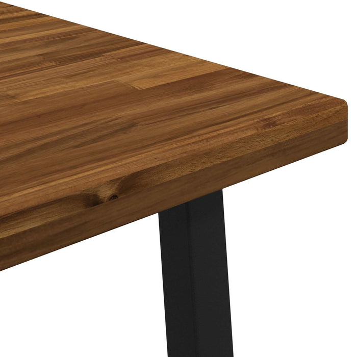 70 x 70 x 75 cm Lemn Solid de Acacia Natural și Negru Pătrat WALTI