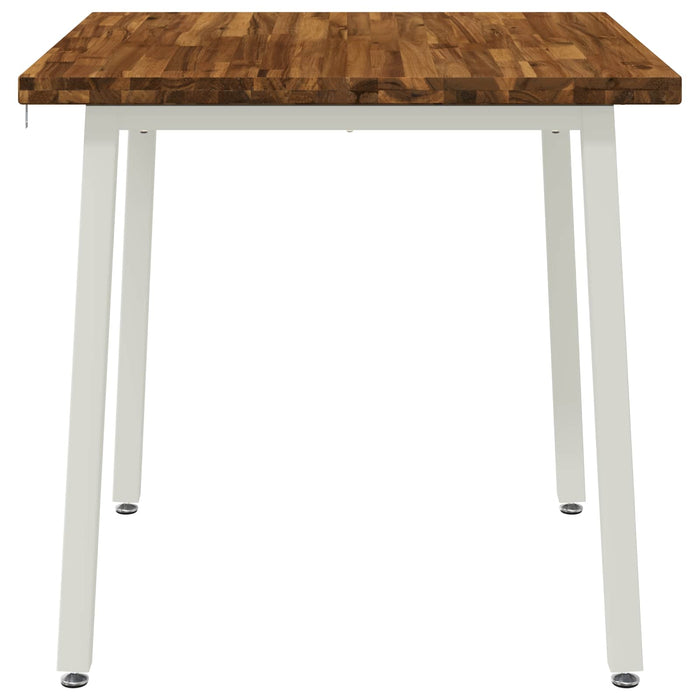 70 x 70 x 75 cm Lemn Solid de Acacia Natural și Alb Pătrat WALTI
