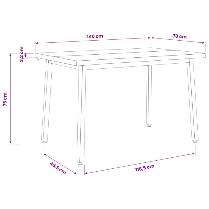 140 x 70 x 75 cm Lemn Solid de Acacia Maro închis și Alb - WALTI WALTI