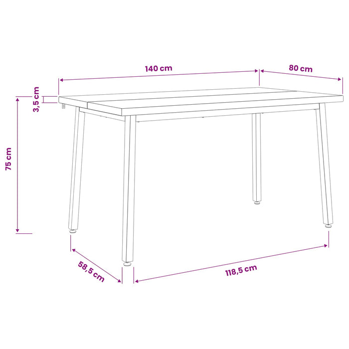140 x 80 x 75 cm Lemn Solid de Acacia Natural și Alb WALTI