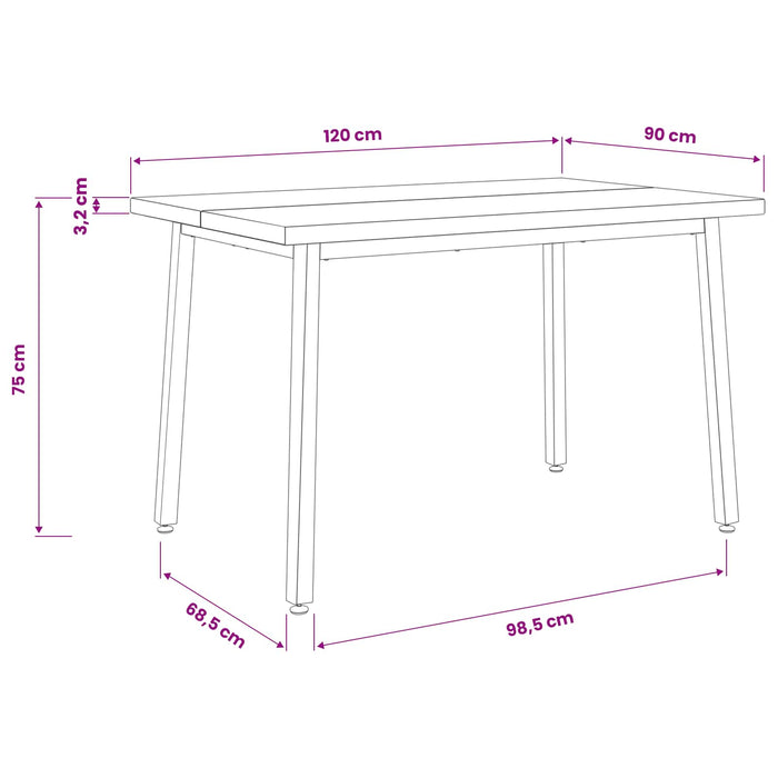 Masă de dining pătrată 120 x 90 x 75 cm Lemn Solid de Acacia - WALTI WALTI