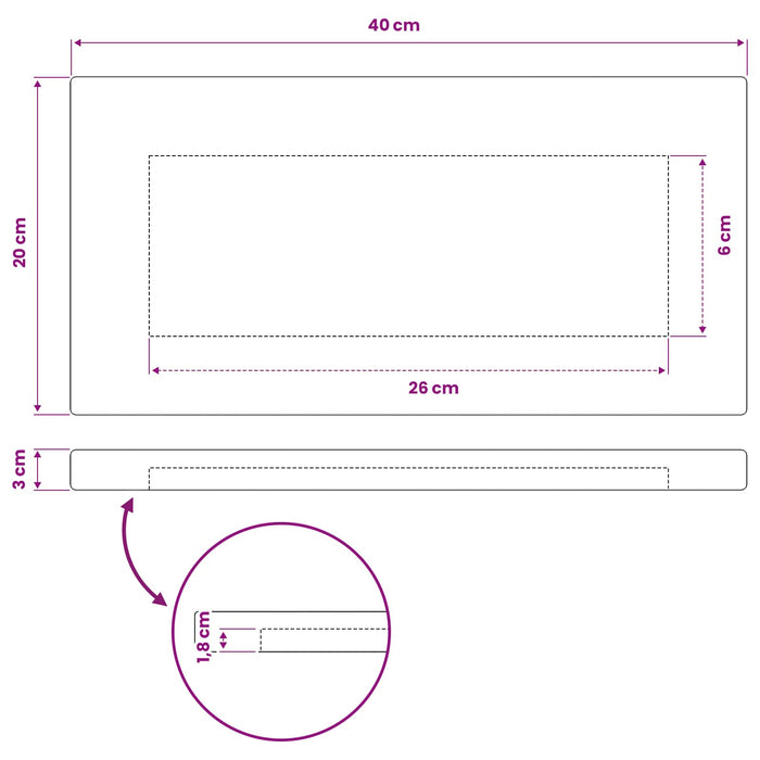 Blat de masă dreptunghiular 90 x 50 x 3,5 cm Dreptunghiular WALTI
