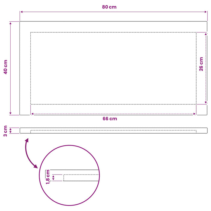 Blat de masă dreptunghiular 80 x 40 x 3,5 cm Dreptunghiular Alb WALTI