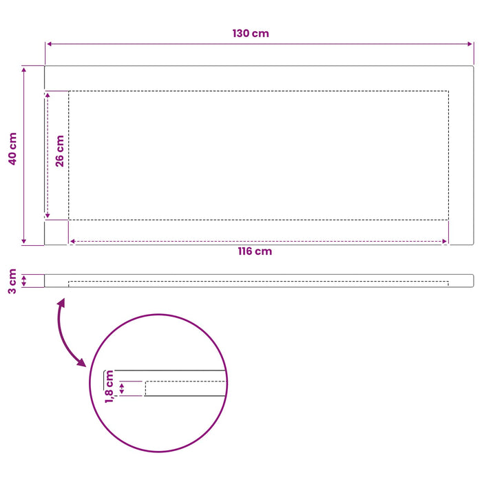 Blat de masă dreptunghiular 90 x 50 x 3,5 cm Dreptunghiular WALTI