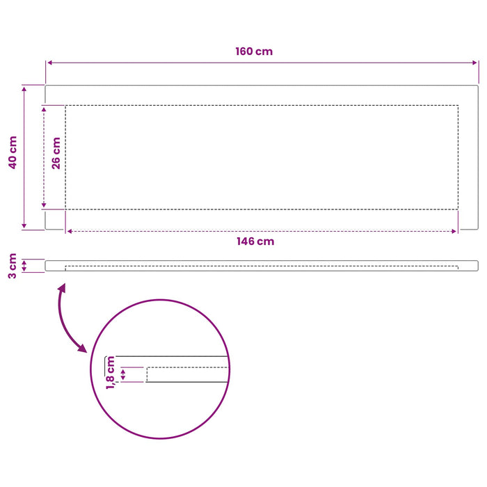 Blat de masă dreptunghiular 90 x 50 x 3,5 cm Dreptunghiular WALTI