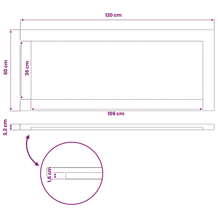 Blat de masă dreptunghiular 120 x 50 x 3,2 cm Dreptunghiular WALTI