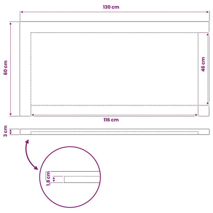 Blat de masă dreptunghiular 90 x 50 x 3,5 cm Dreptunghiular Alb WALTI