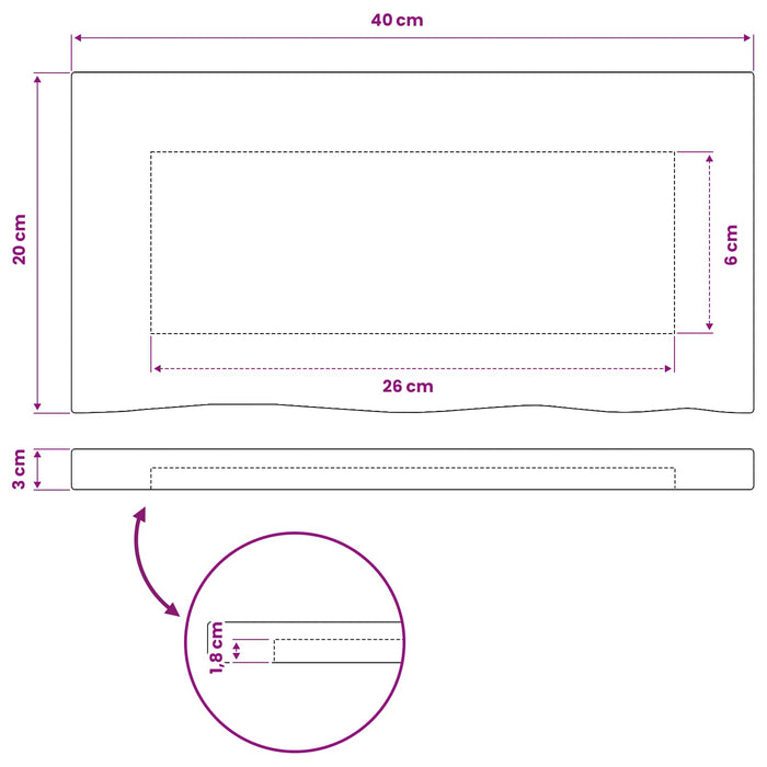 Blat de masă dreptunghiular 90 x 50 x 3,5 cm Dreptunghiular Alb - WALTI WALTI