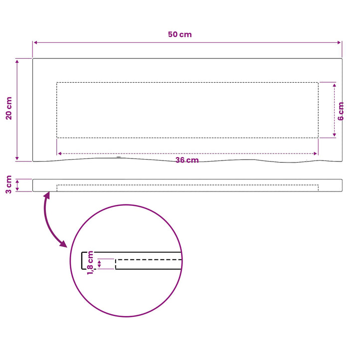 Blat de masă dreptunghiular 90 x 50 x 3,5 cm Dreptunghiular - WALTI WALTI
