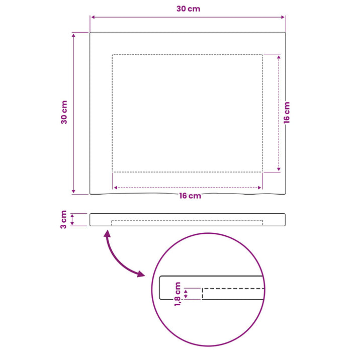 Blat de masă dreptunghiular 90 x 50 x 3,5 cm Pătrat Alb WALTI