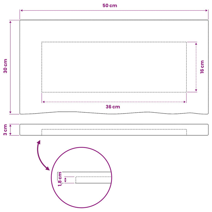 Blat de masă dreptunghiular 90 x 50 x 3,5 cm Dreptunghiular WALTI