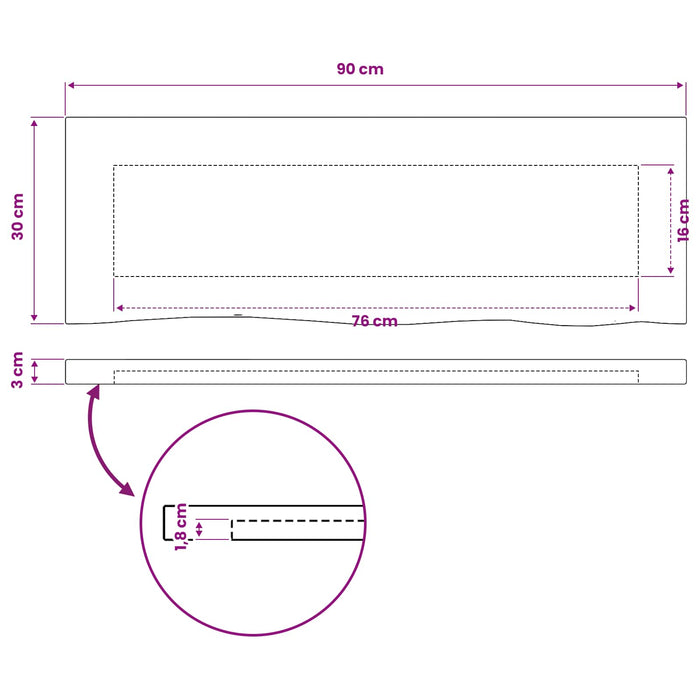 Blat de masă dreptunghiular 90 x 50 x 3,5 cm Dreptunghiular WALTI