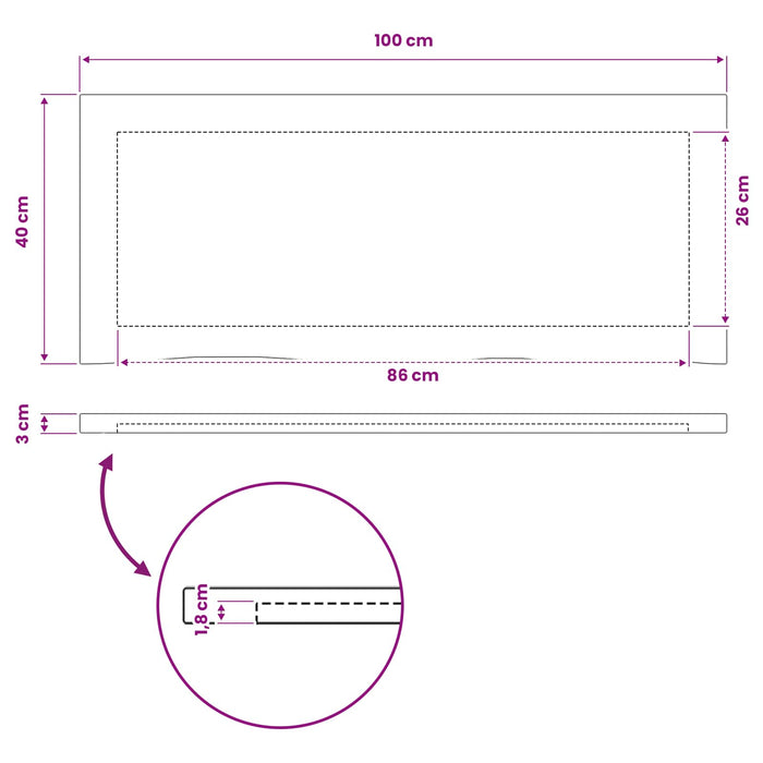 Blat de masă dreptunghiular 90 x 50 x 3,5 cm Dreptunghiular WALTI
