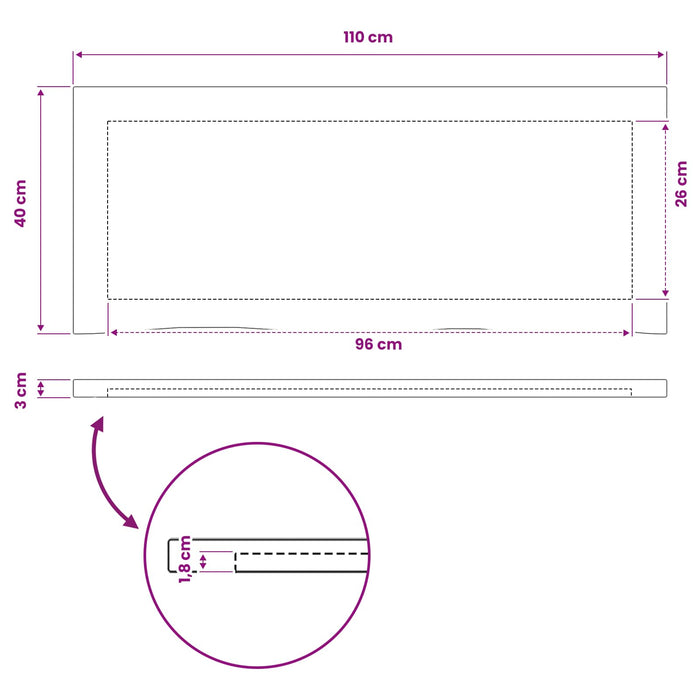 Blat de masă dreptunghiular 90 x 50 x 3,5 cm Dreptunghiular WALTI