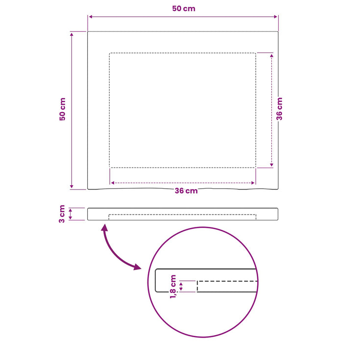 Blat de masă dreptunghiular 50 x 50 x 3,5 cm Pătrat Alb WALTI
