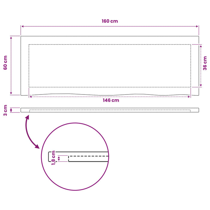 Blat de masă dreptunghiular 90 x 50 x 3,5 cm Dreptunghiular WALTI