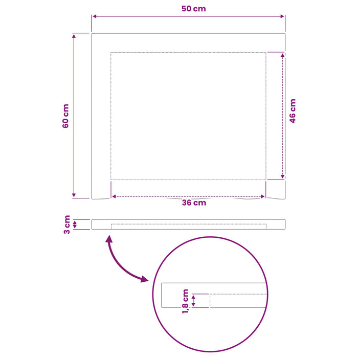 Blat de masă dreptunghiular 90 x 50 x 3,5 cm Dreptunghiular WALTI