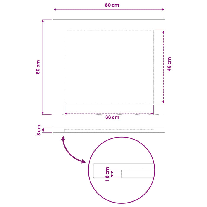 Blat de masă dreptunghiular 90 x 50 x 3,5 cm Dreptunghiular WALTI
