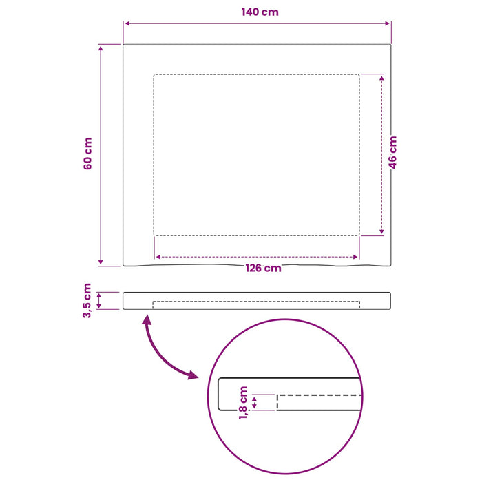 Blat de masă dreptunghiular 90 x 50 x 3,5 cm Dreptunghiular WALTI