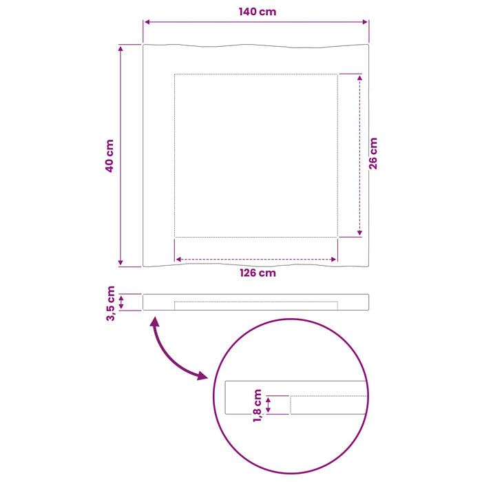 Blat de masă dreptunghiular 90 x 50 x 3,5 cm Dreptunghiular WALTI