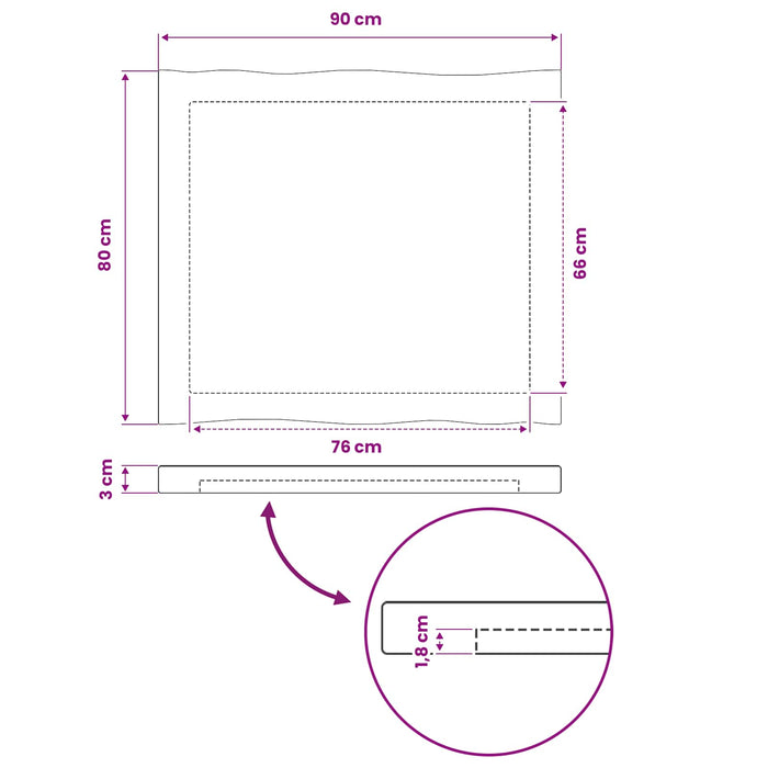 Blat de masă dreptunghiular 90 x 50 x 3,5 cm Dreptunghiular Alb WALTI