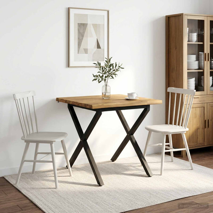 90 x 90 x 75 cm Lemn Solid de Acacia Alb și negru Pătrat WALTI