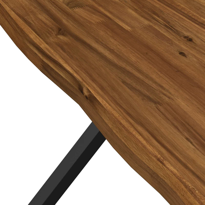 70 x 70 x 75 cm Lemn Solid de Acacia Natural și Negru Pătrat WALTI