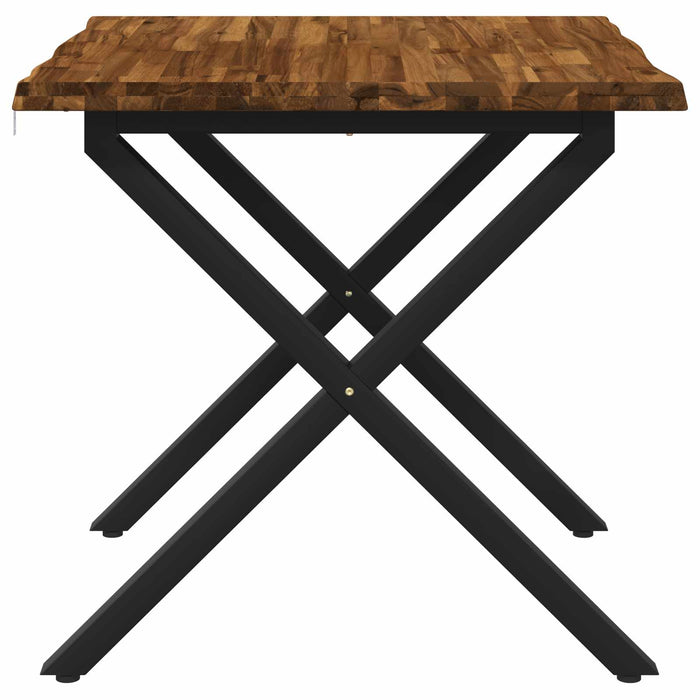 80 x 80 x 75 cm Lemn Solid de Acacia Natural și Negru Pătrat - WALTI WALTI