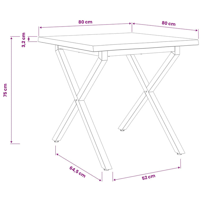 Masa de dining cu margine vie 80 x 80 x 75 cm - WALTI WALTI