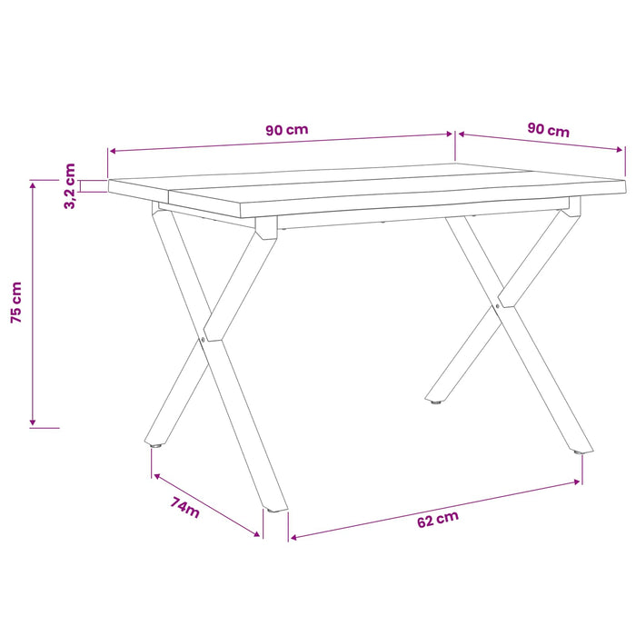 Masa de dining cu margine vie 90 x 90 x 75 cm - WALTI WALTI