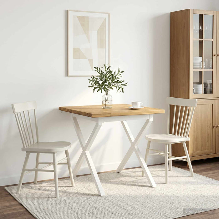 Masă de dining pătrată 80 x 80 x 75 cm Lemn Solid de Acacia - WALTI WALTI
