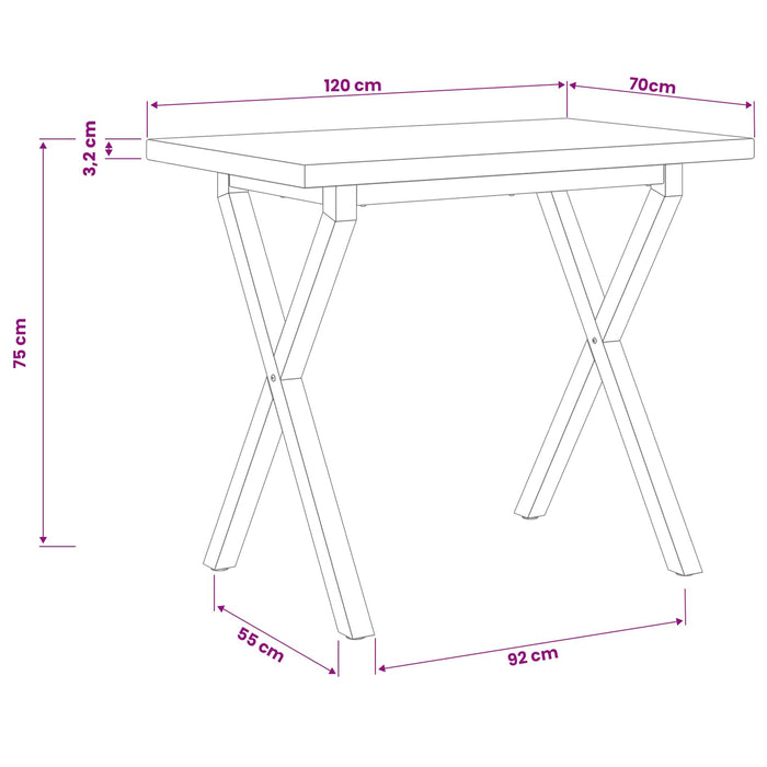 Masă de dining pătrată 120 x 70 x 75 cm Lemn Solid de Acacia - WALTI WALTI