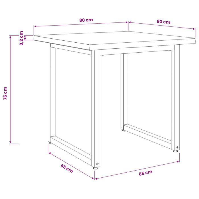 Masa de dining cu margine vie 80 x 80 x 75 cm WALTI