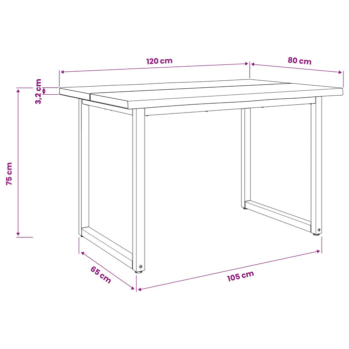 Masa de dining cu margine vie 120 x 80 x 75 cm WALTI