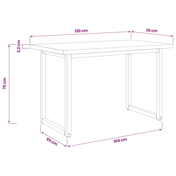 Masă de dining pătrată 120 x 70 x 75 cm Lemn Solid de Acacia WALTI