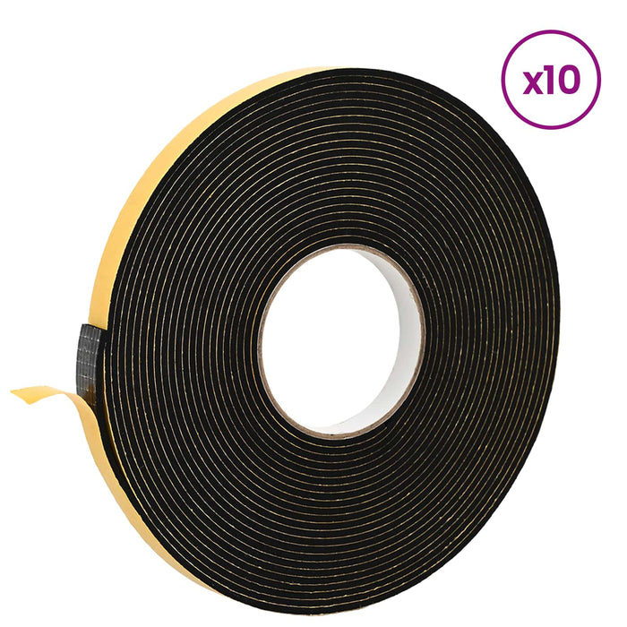 Bandă din spumă autoadezivă 10 pcs Negru 10mm x 10m Spumă CR WALTI