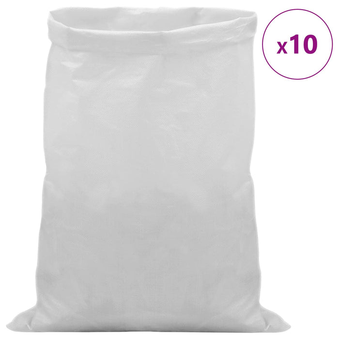 Saci împletiți 10 pcs Alb 50 x 80 cm PP WALTI