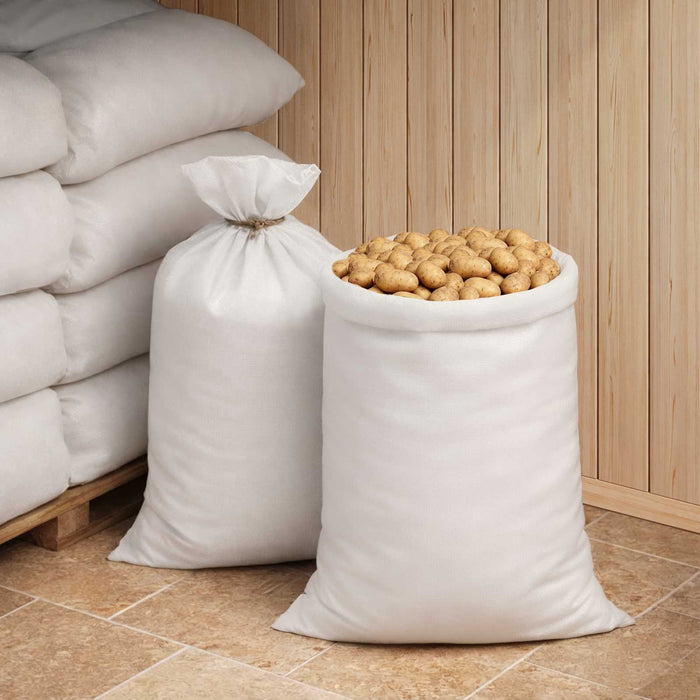 Saci împletiți 10 pcs Alb 70 x 110 cm PP WALTI