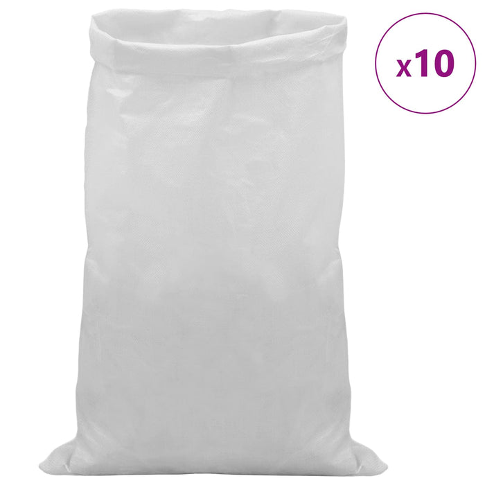 Saci împletiți 10 pcs Alb 70 x 110 cm PP WALTI