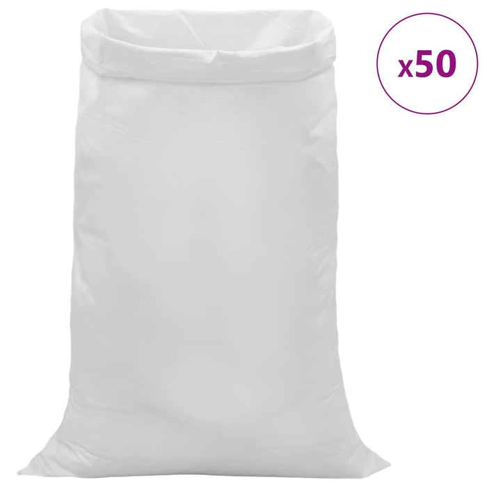 Saci împletiți 50 pcs Alb 100 x 150 cm PP WALTI