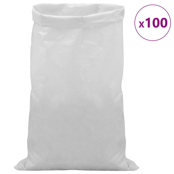 Saci împletiți 100 pcs Alb 65 x 105 cm PP WALTI