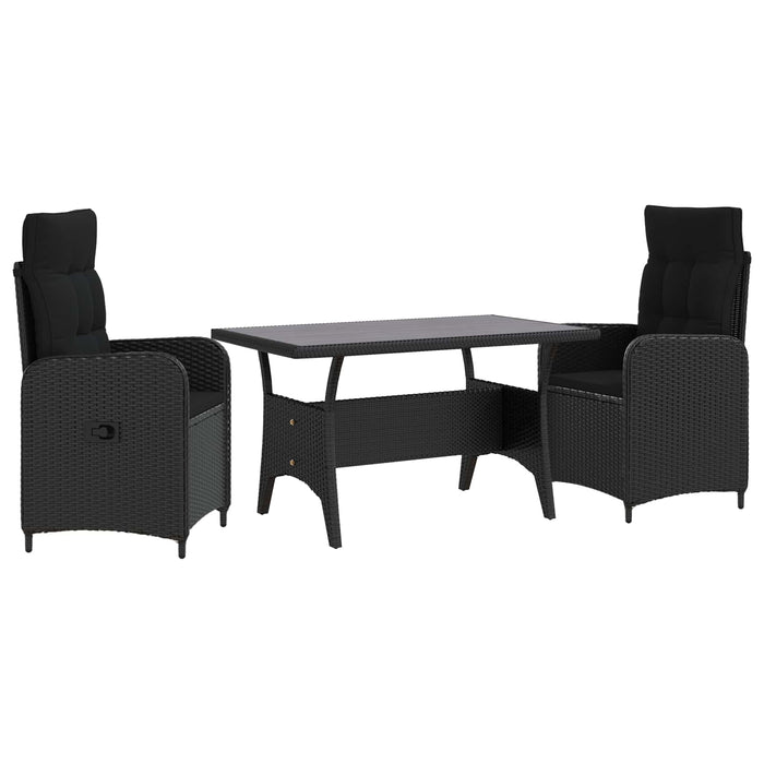 Set dining pentru exterior 3 pcs Negru poliratan - WALTI WALTI